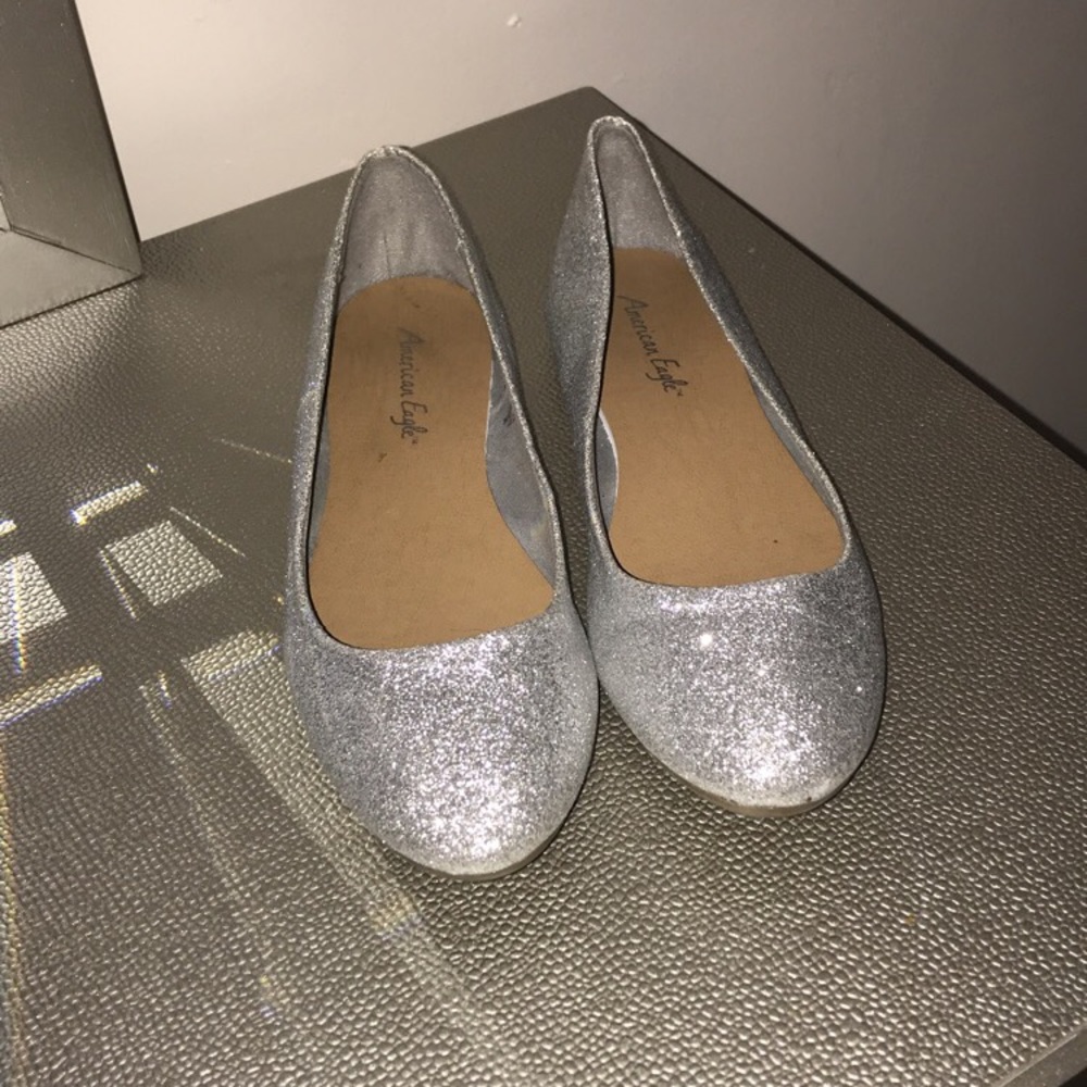 American Eagle sparkly sliver flats
